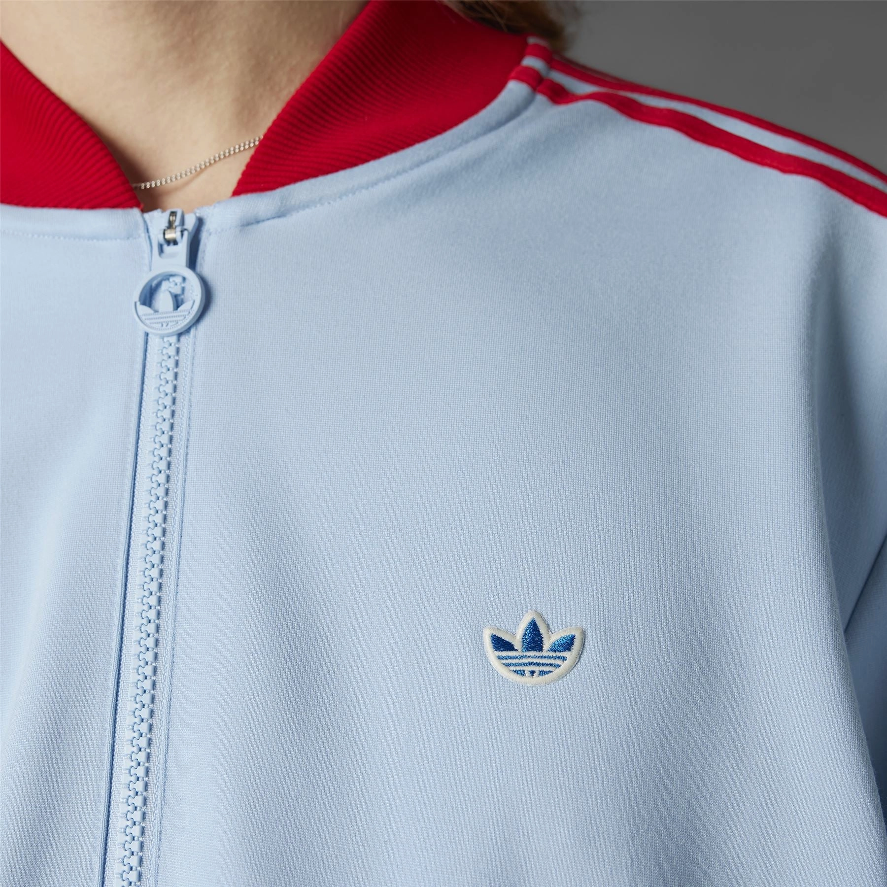 3 Stripes Quarter Zip Clear Sky Adidas Men's Apparel