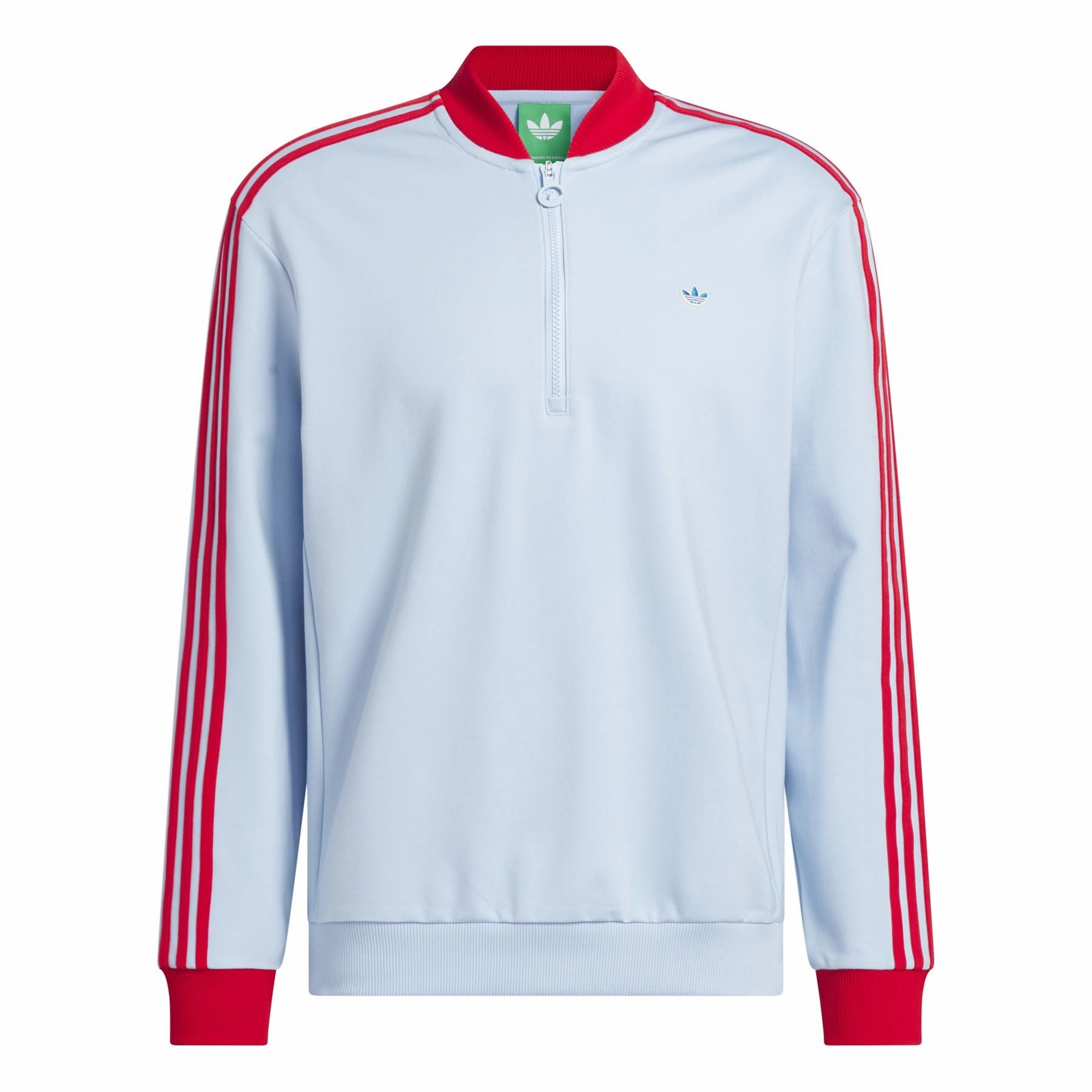 3 Stripes Quarter Zip Clear Sky Adidas Men's Apparel