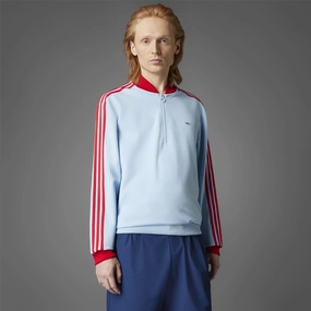 3 Stripes Quarter Zip Clear Sky Adidas sportswear for men