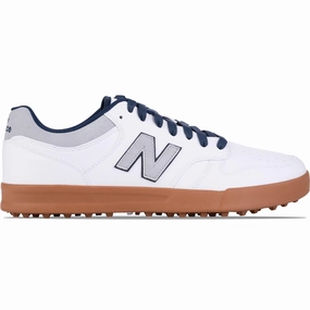 480 Waterproof Spikeless Golf Shoes White/Brown New Balance men's golf footwear