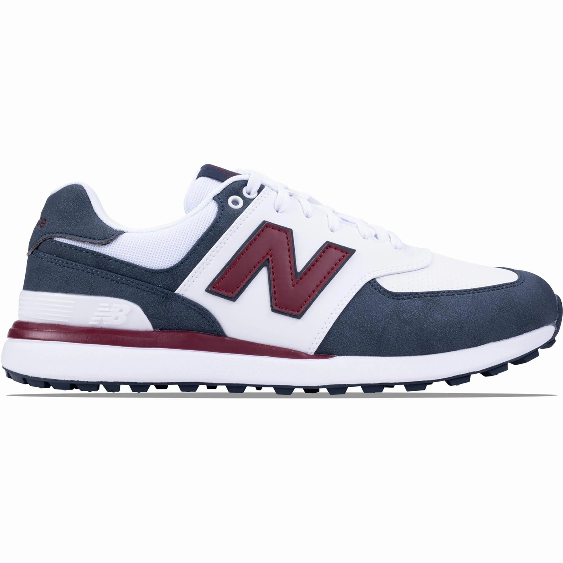 574 Greens v2 Waterproof Spikeless Golf Shoes Blue/White/Red New Balance men's golf footwear