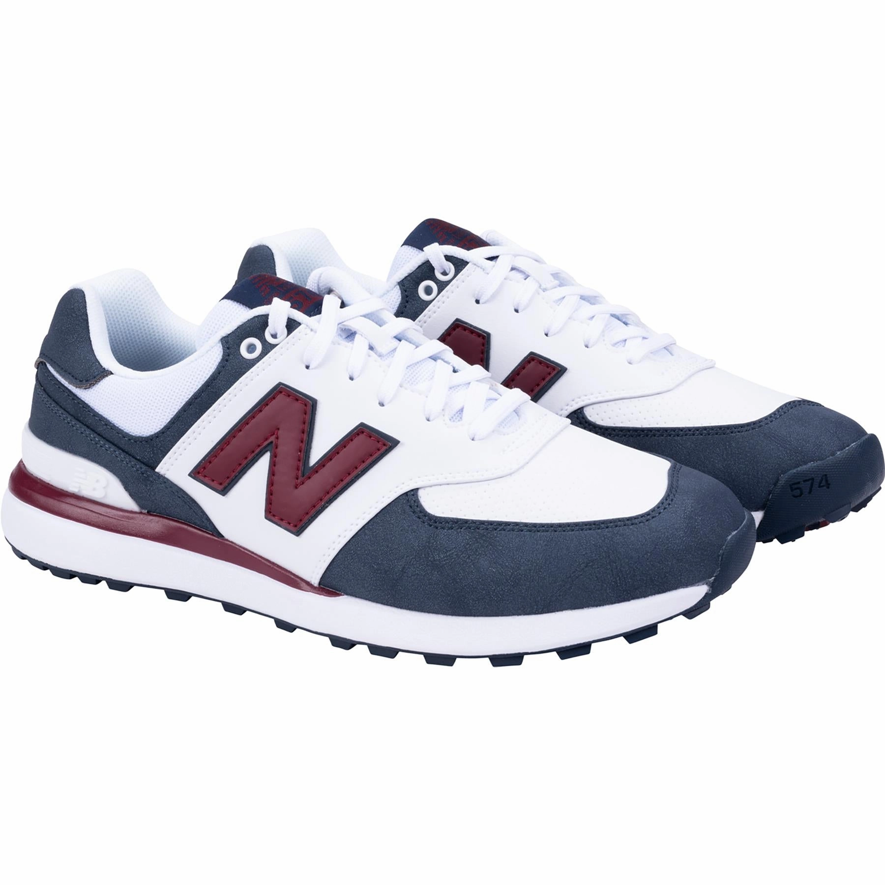 574 Greens v2 Waterproof Spikeless Golf Shoes Blue/White/Red New Balance Men's Golf Footwear