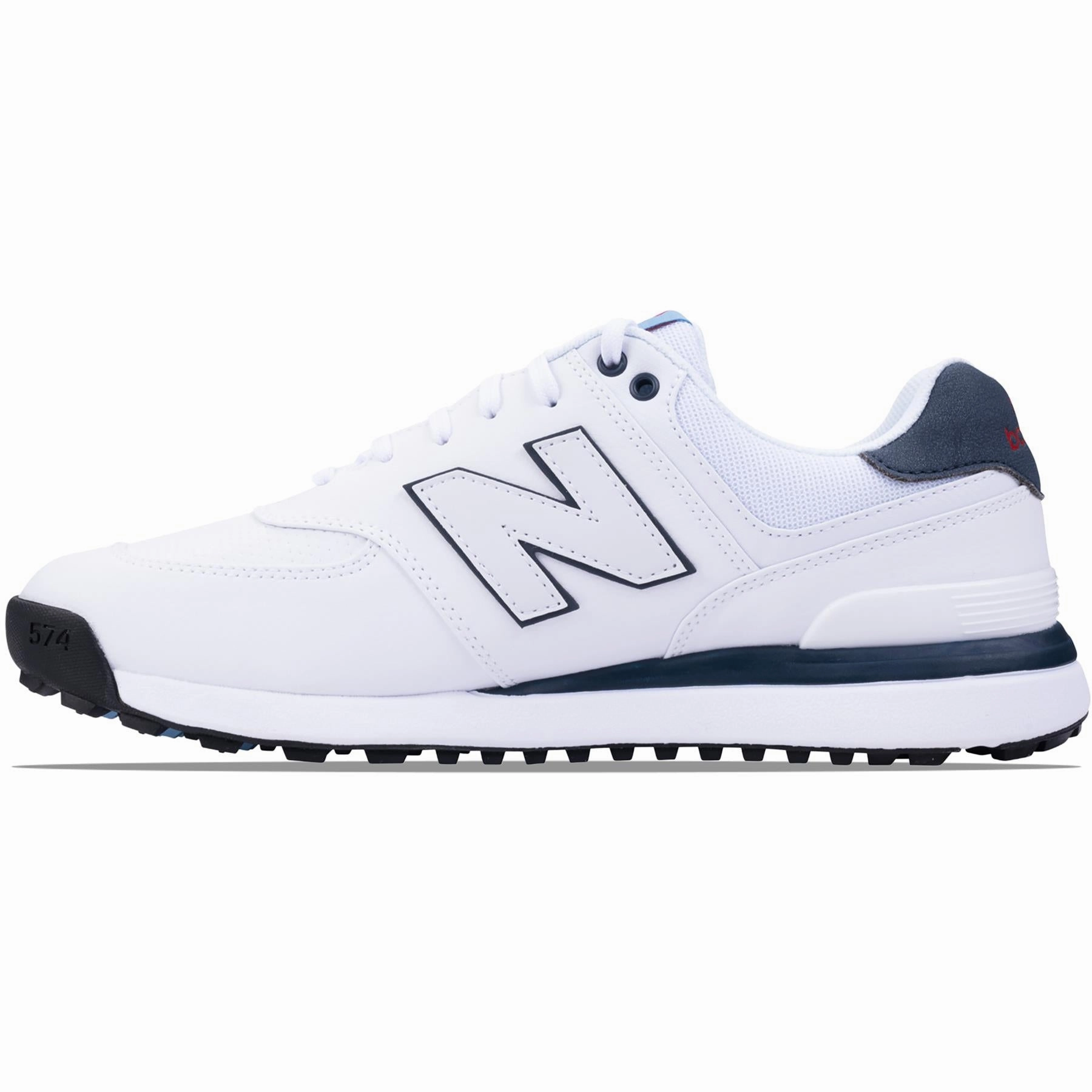 574 Greens v2 Waterproof Spikeless Golf Shoes White/Blue New Balance Men's Golf Footwear