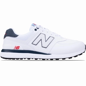 574 Greens v2 Waterproof Spikeless Golf Shoes White/Blue New Balance men's golf footwear