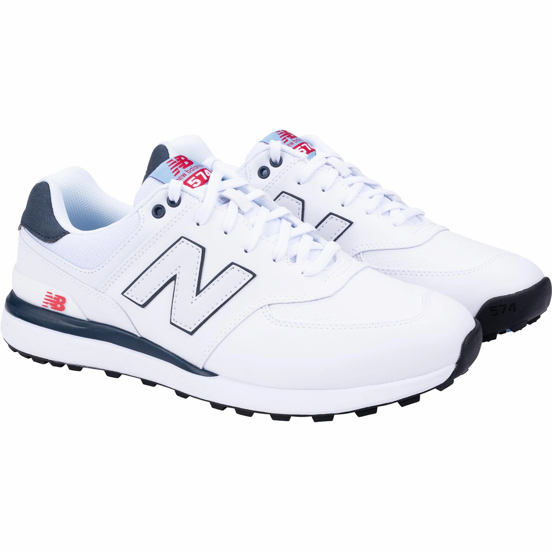 574 Greens v2 Waterproof Spikeless Golf Shoes White/Blue New Balance Men's Golf Footwear