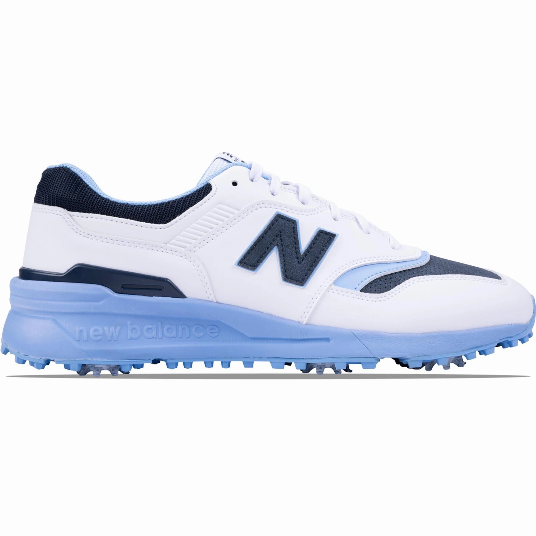 997 Waterproof Spiked Golf Shoes White/Blue New Balance men's golf footwear