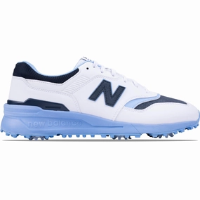 997 Waterproof Spiked Golf Shoes White/Blue New Balance men's golf footwear