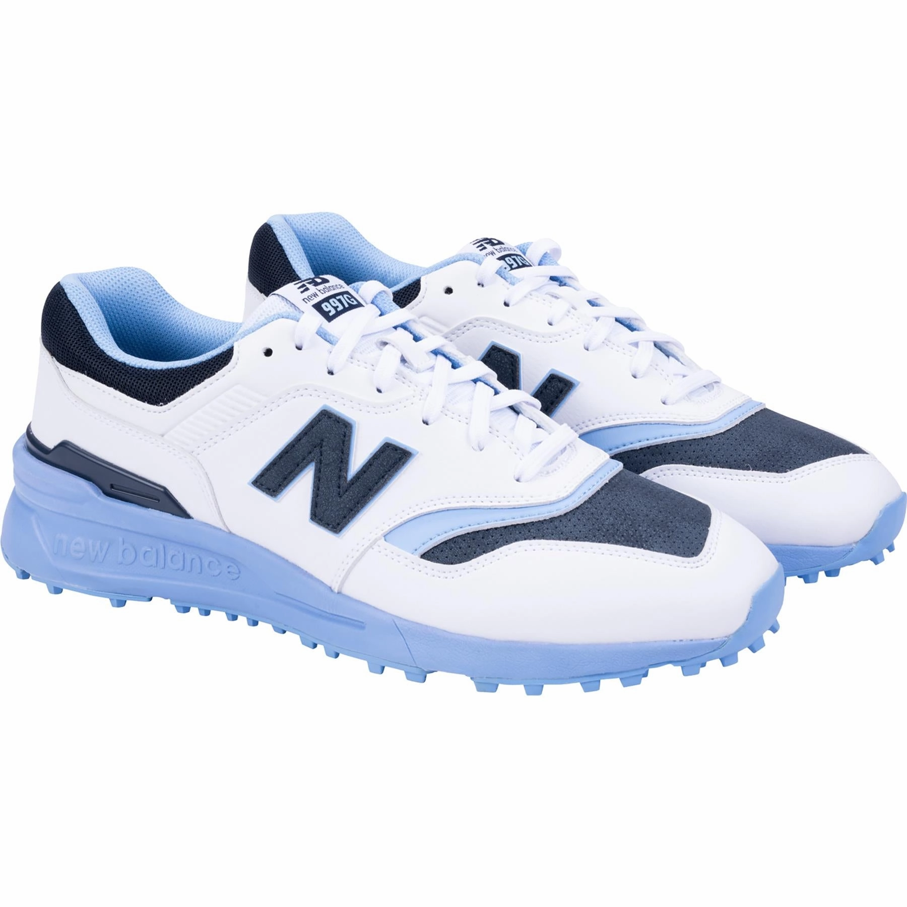 997 Waterproof Spiked Golf Shoes White/Blue New Balance Men's Golf Footwear