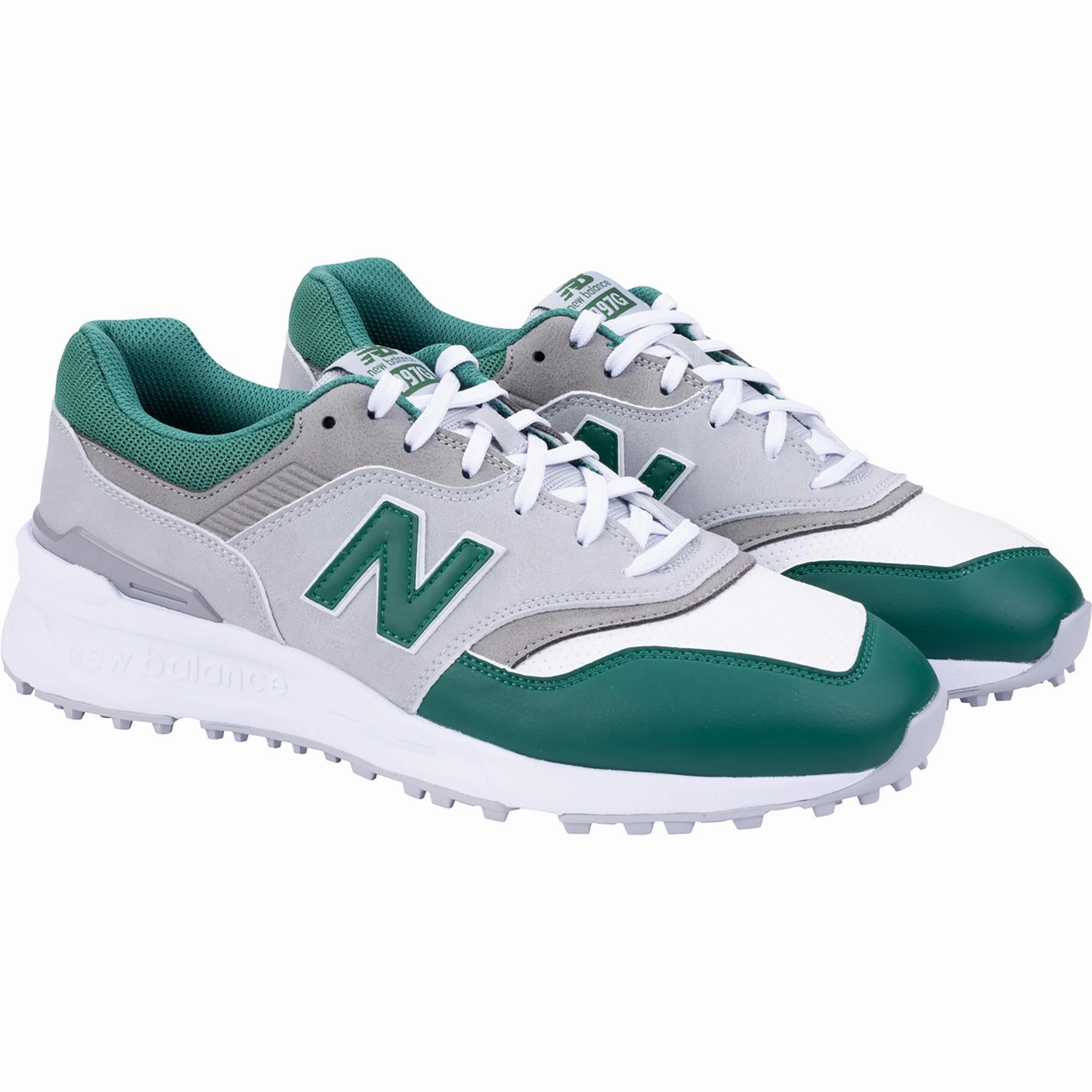 997 Waterproof Spikeless Golf Shoes Grey/Green New Balance Men's Golf Footwear