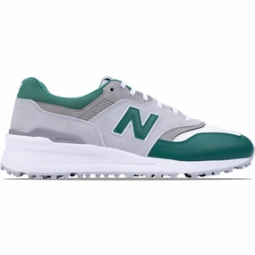 997 Waterproof Spikeless Golf Shoes Grey/Green New Balance men's golf footwear