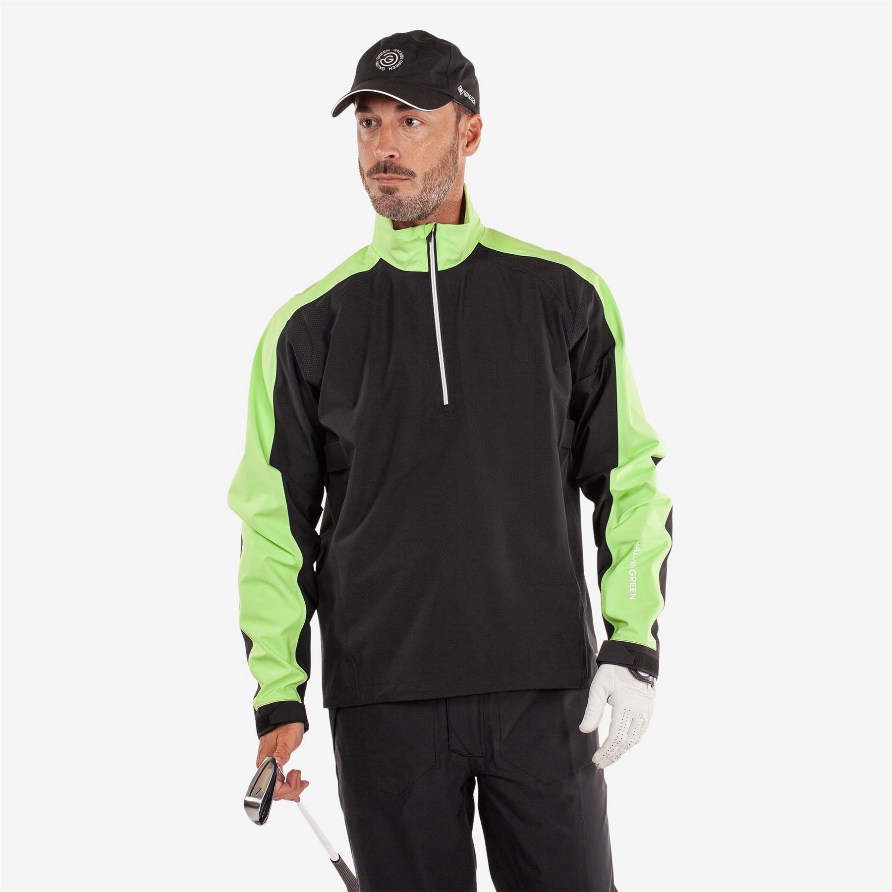 Adam PERTEX Waterproof Jacket Black/Fresh Green Galvin Green Men's Apparel