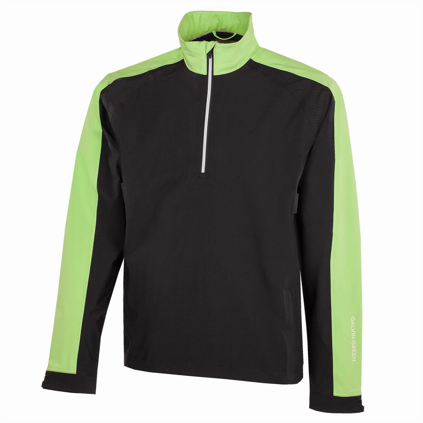 Adam PERTEX Waterproof Jacket Black/Fresh Green Galvin Green men's golf outerwear
