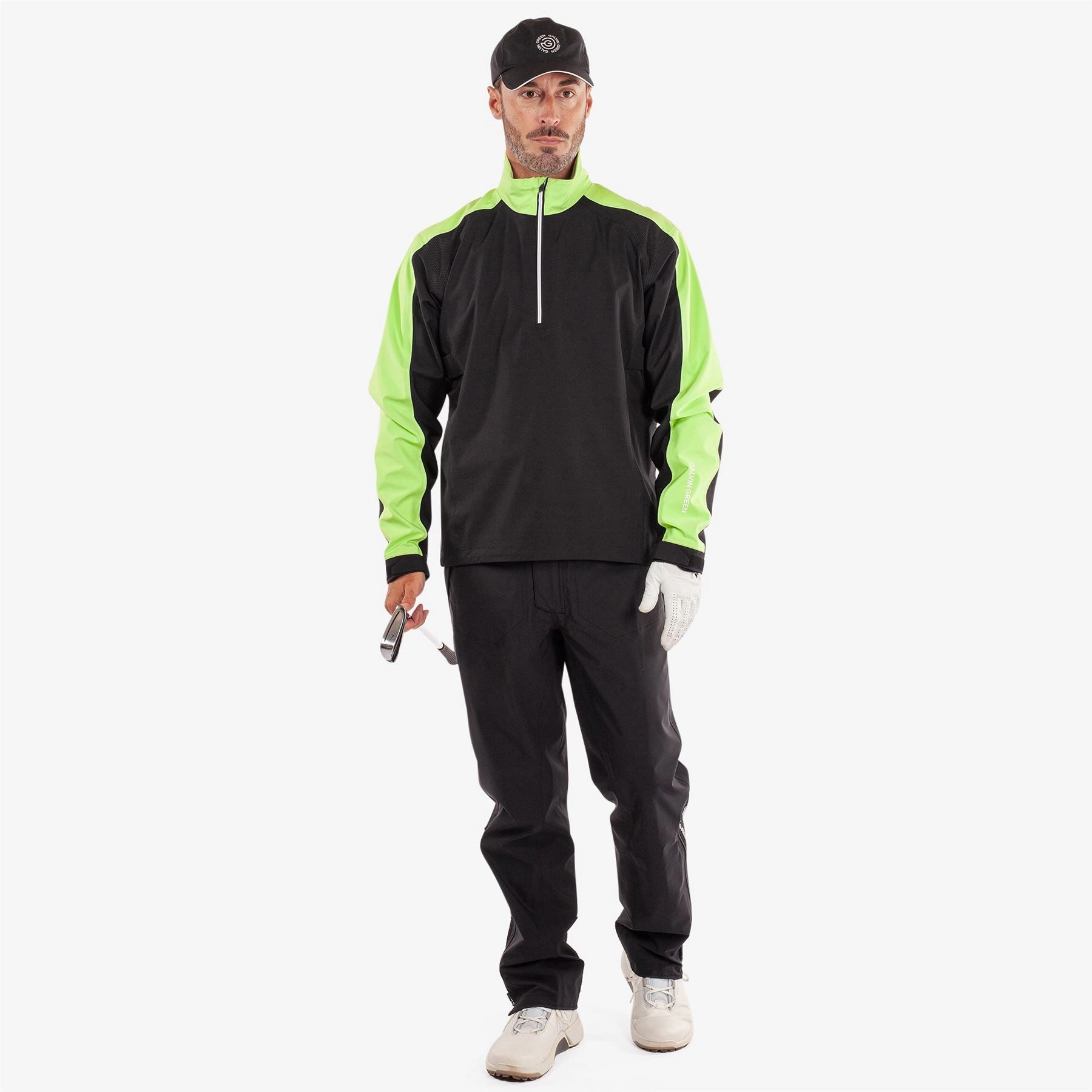 Adam PERTEX Waterproof Jacket Black/Fresh Green Galvin Green Men's Apparel