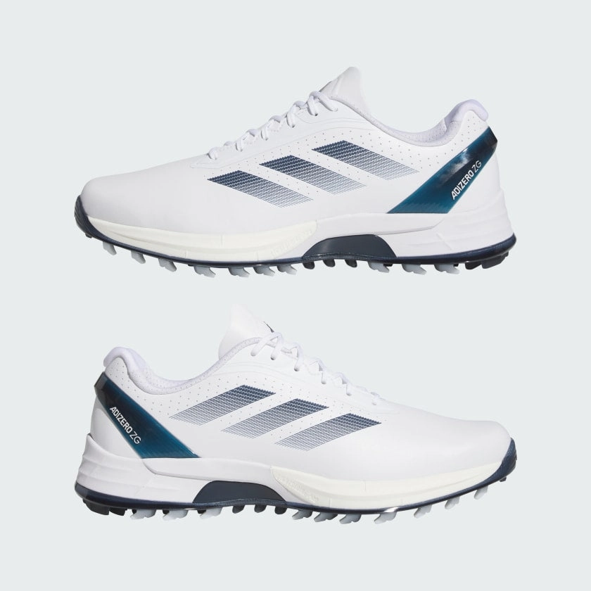 Adidas Adizero ZG Spikeless Golf Shoes - White/Blue Men's Spikeless Golf Shoes