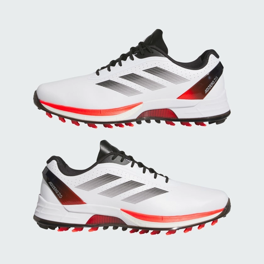 Adidas Adizero ZG Spikeless Golf Shoes - White/Red Men's Spikeless Golf Shoes