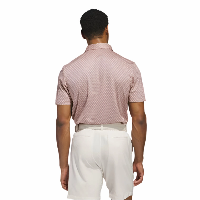 Adidas Core Print Mens Polo - Powder Coral/Aurora Ruby Adidas Men's Performance Gear