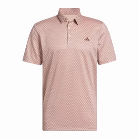 Adidas Core Print Mens Polo - Powder Coral/Aurora Ruby Adidas performance gear for men