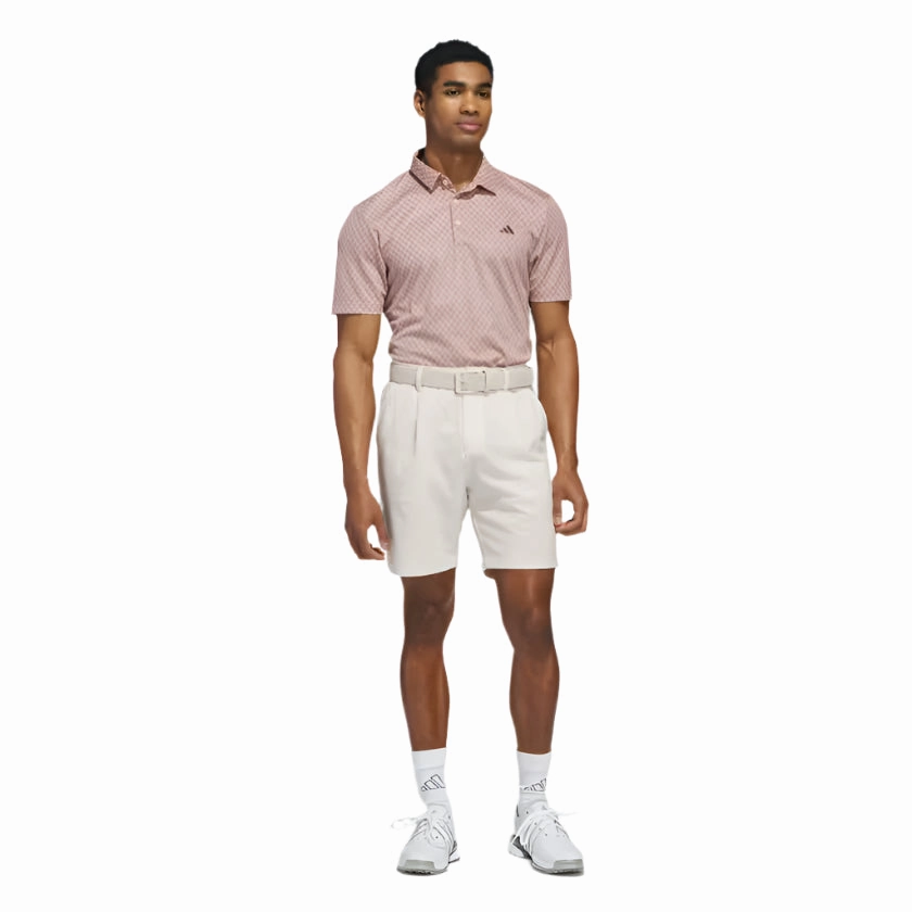 Adidas Core Print Mens Polo - Powder Coral/Aurora Ruby Adidas Men's Performance Gear