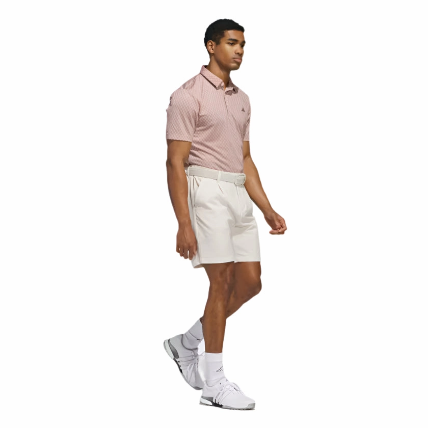 Adidas Core Print Mens Polo - Powder Coral/Aurora Ruby Adidas Men's Performance Gear
