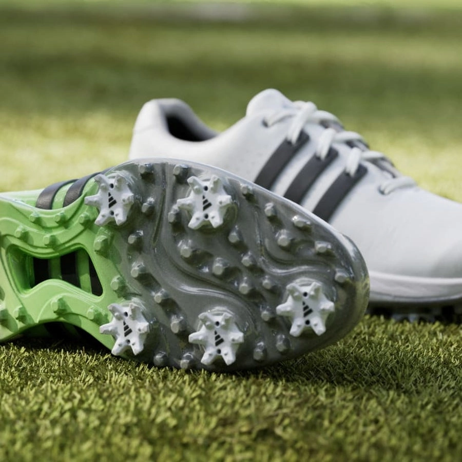 Adidas Ladies Tour360 24 Golf Shoes - White/Green Women's Spiked Golf Shoes