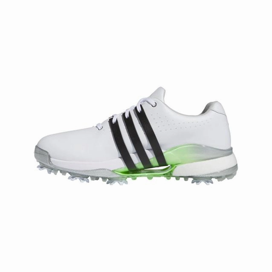 Adidas Ladies Tour360 24 Golf Shoes - White/Green Women's Spiked Golf Shoes