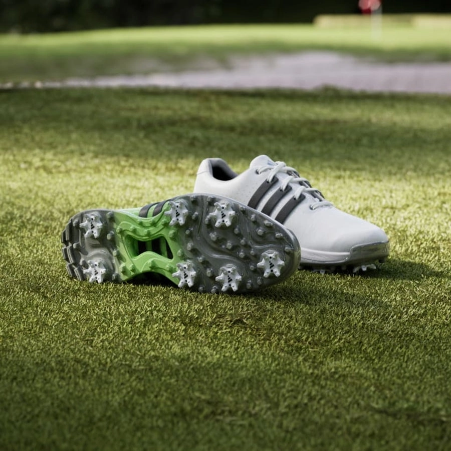 Adidas Ladies Tour360 24 Golf Shoes - White/Green Women's Spiked Golf Shoes