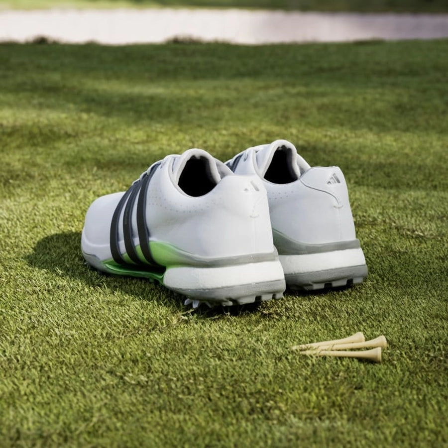 Adidas Ladies Tour360 24 Golf Shoes - White/Green Women's Spiked Golf Shoes