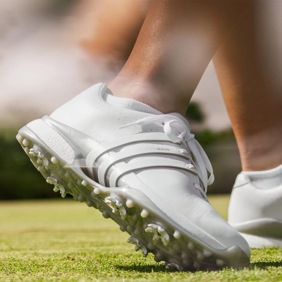 Adidas Ladies Tour360 24 Golf Shoes - White Women's Spiked Golf Shoes
