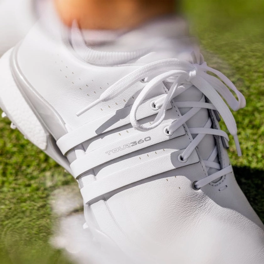 Adidas Ladies Tour360 24 Golf Shoes - White Women's Spiked Golf Shoes