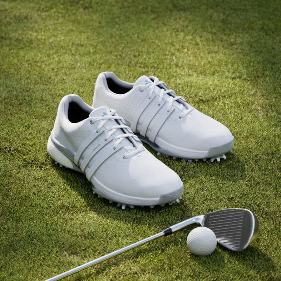 Adidas Ladies Tour360 24 Golf Shoes - White Women's Spiked Golf Shoes