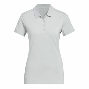 Adidas Ladies Ultimate365 Solid Short Sleeve Polo Shirt - Wonder Silver Adidas women's athletic clothing