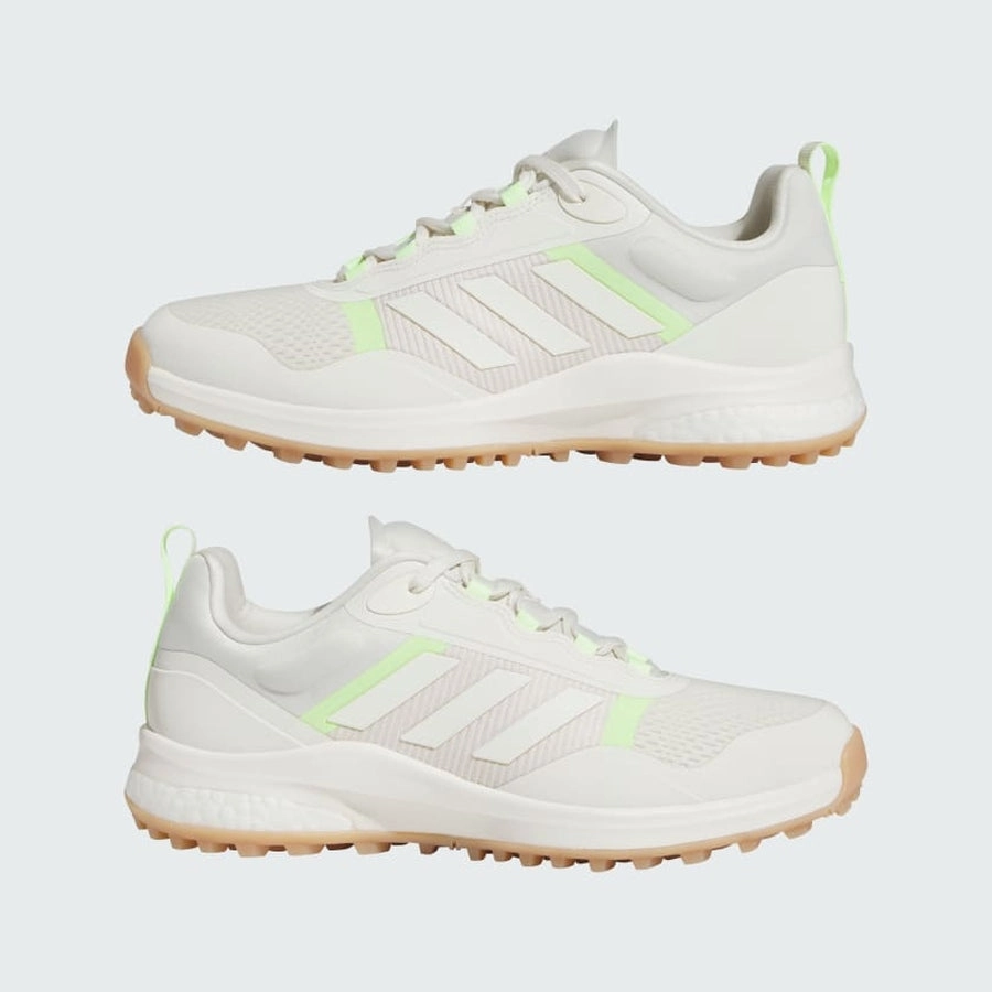 Adidas Ladies Zoysia Golf Shoes - White/Green Women's Spikeless Golf Shoes