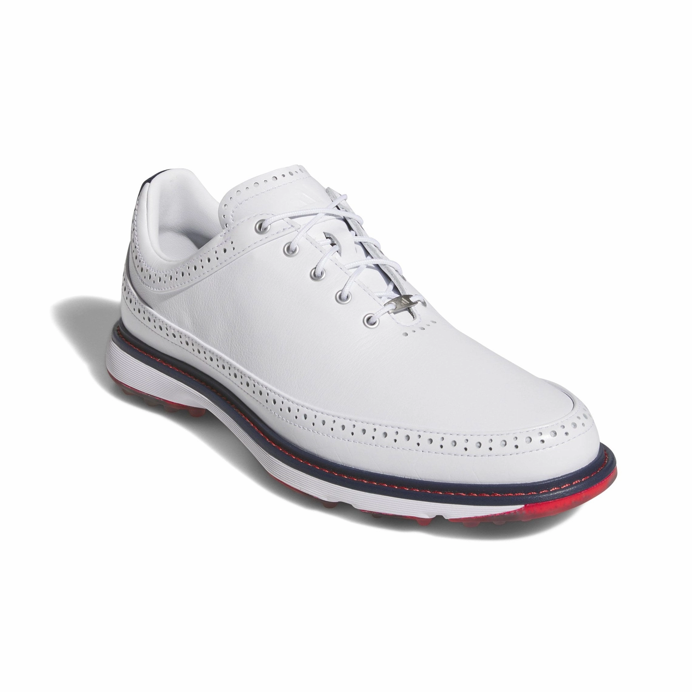 Adidas MC80 Golf Shoes - White/Red Men's Spikeless Golf Shoes