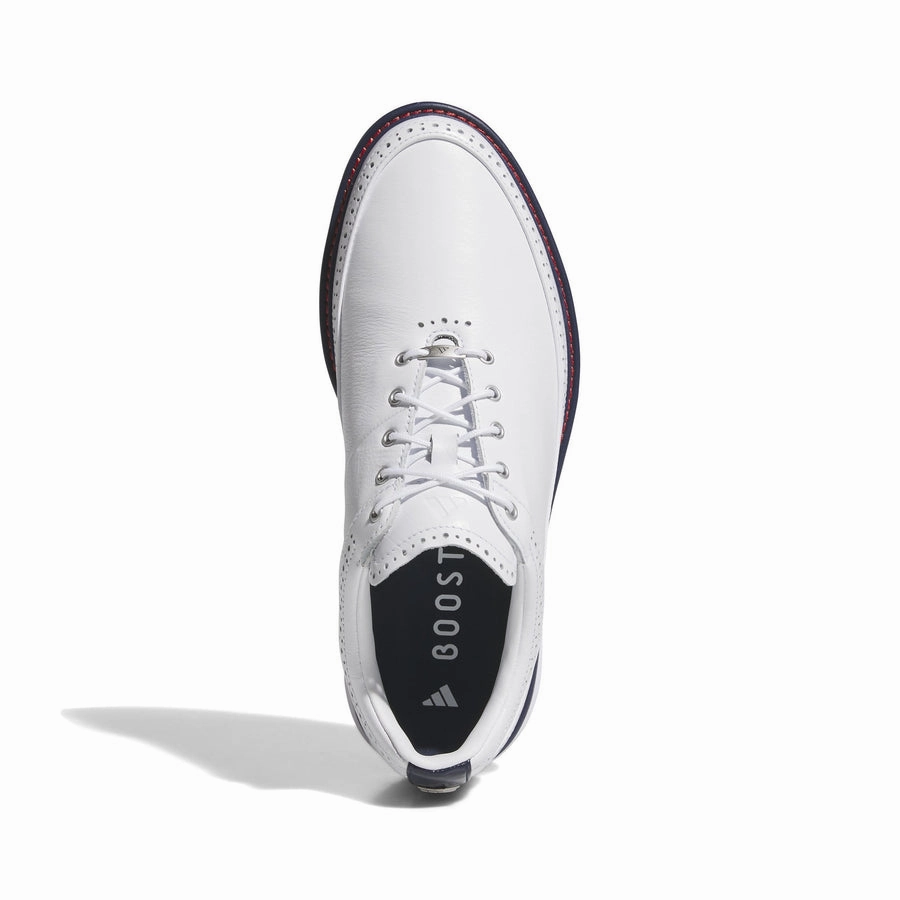 Adidas MC80 Golf Shoes - White/Red Men's Spikeless Golf Shoes