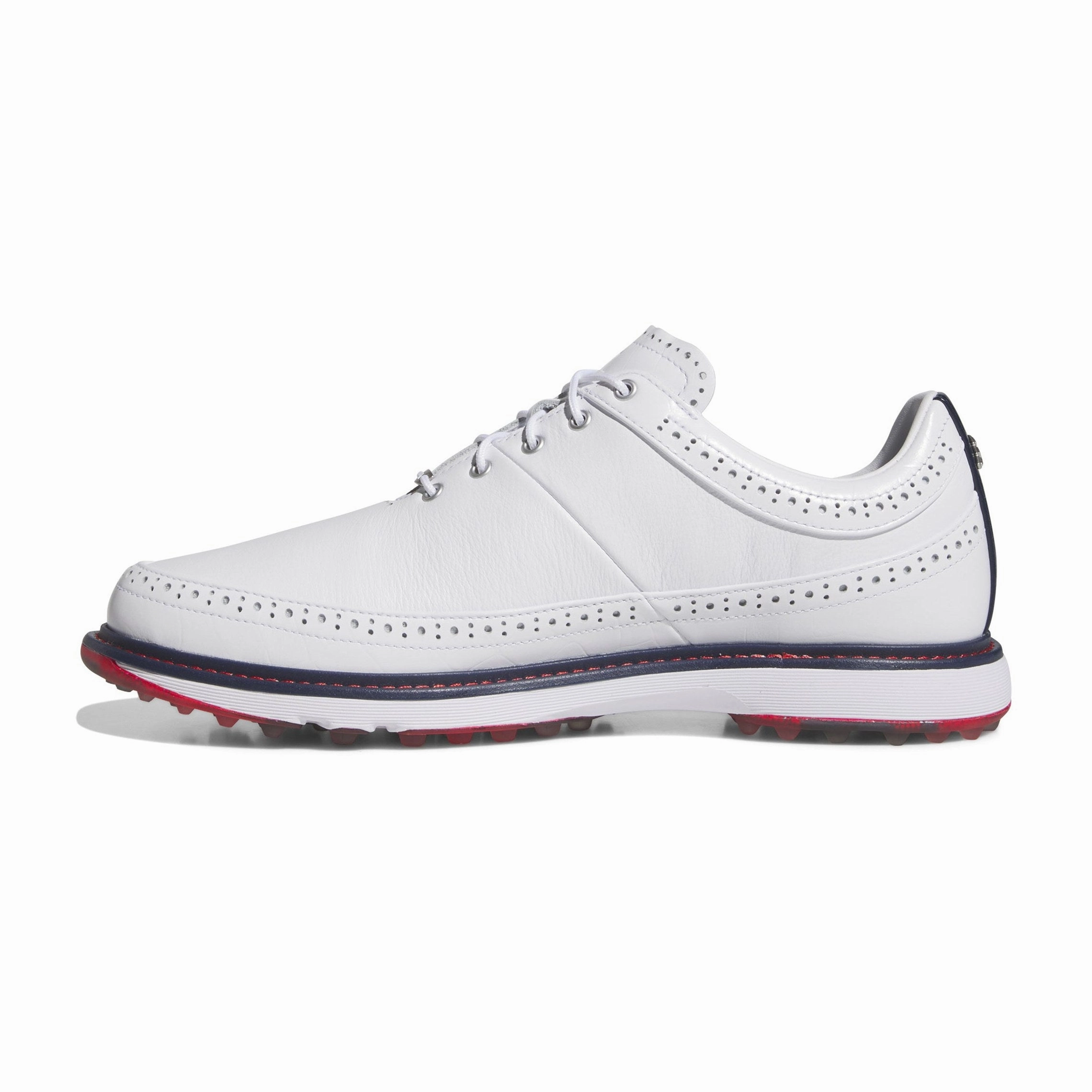 Adidas MC80 Golf Shoes - White/Red Men's Spikeless Golf Shoes