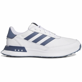 Adidas Men's S2G Spikeless Leather 24 Golf Shoes - White/Navy Mens spikeless golf shoes