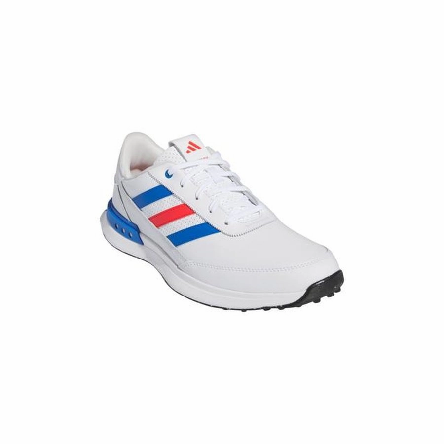 Adidas Men's S2G Spikeless Leather 24 Golf Shoes - White/Red/Blue Men's Spikeless Golf Shoes