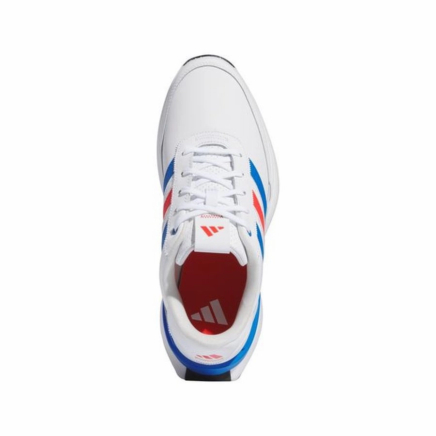 Adidas Men's S2G Spikeless Leather 24 Golf Shoes - White/Red/Blue Men's Spikeless Golf Shoes