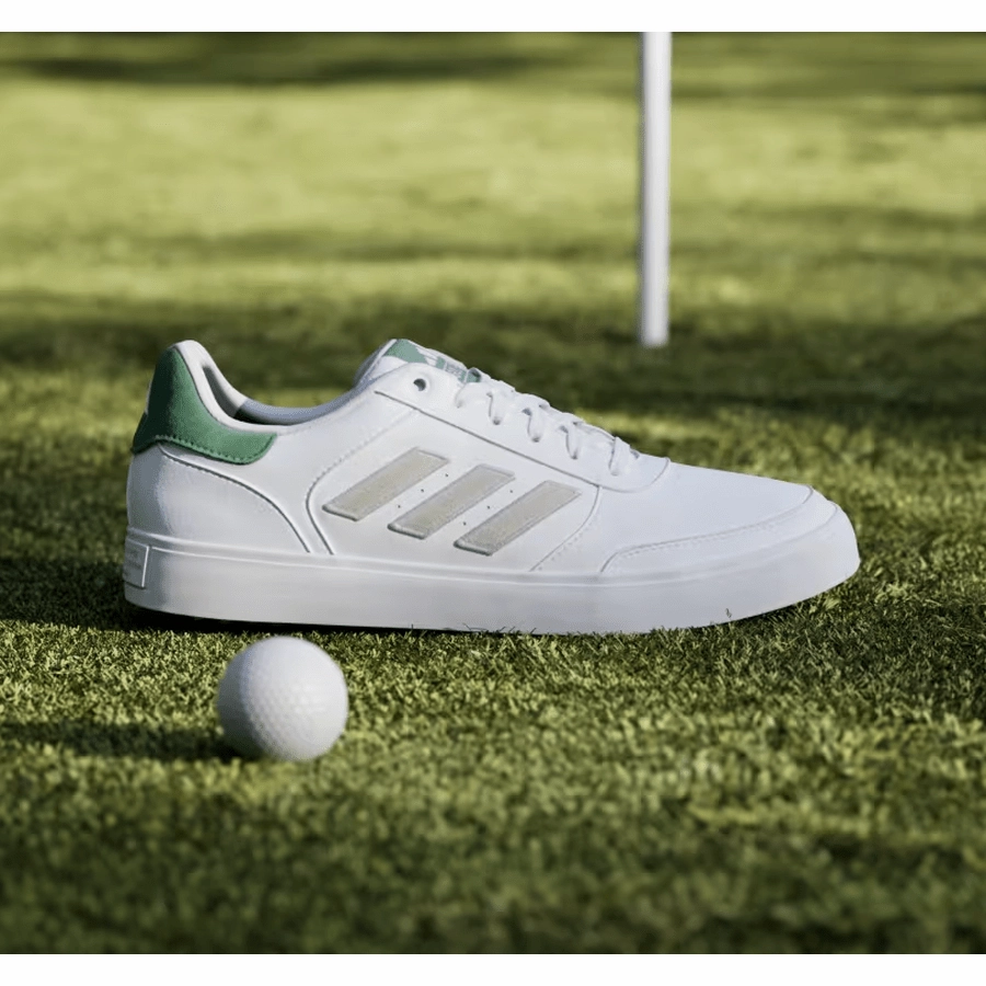 Adidas Retrocross 24 Spikeless Golf Shoes - White/Green Men's Spikeless Golf Shoes