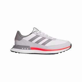 Adidas S2G 24 Leather Spikeless Golf Shoes - White/Red Mens spikeless golf shoes