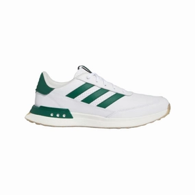 Adidas S2G 24 Spikeless Leather Golf Shoes - White/Green Mens spikeless golf shoes