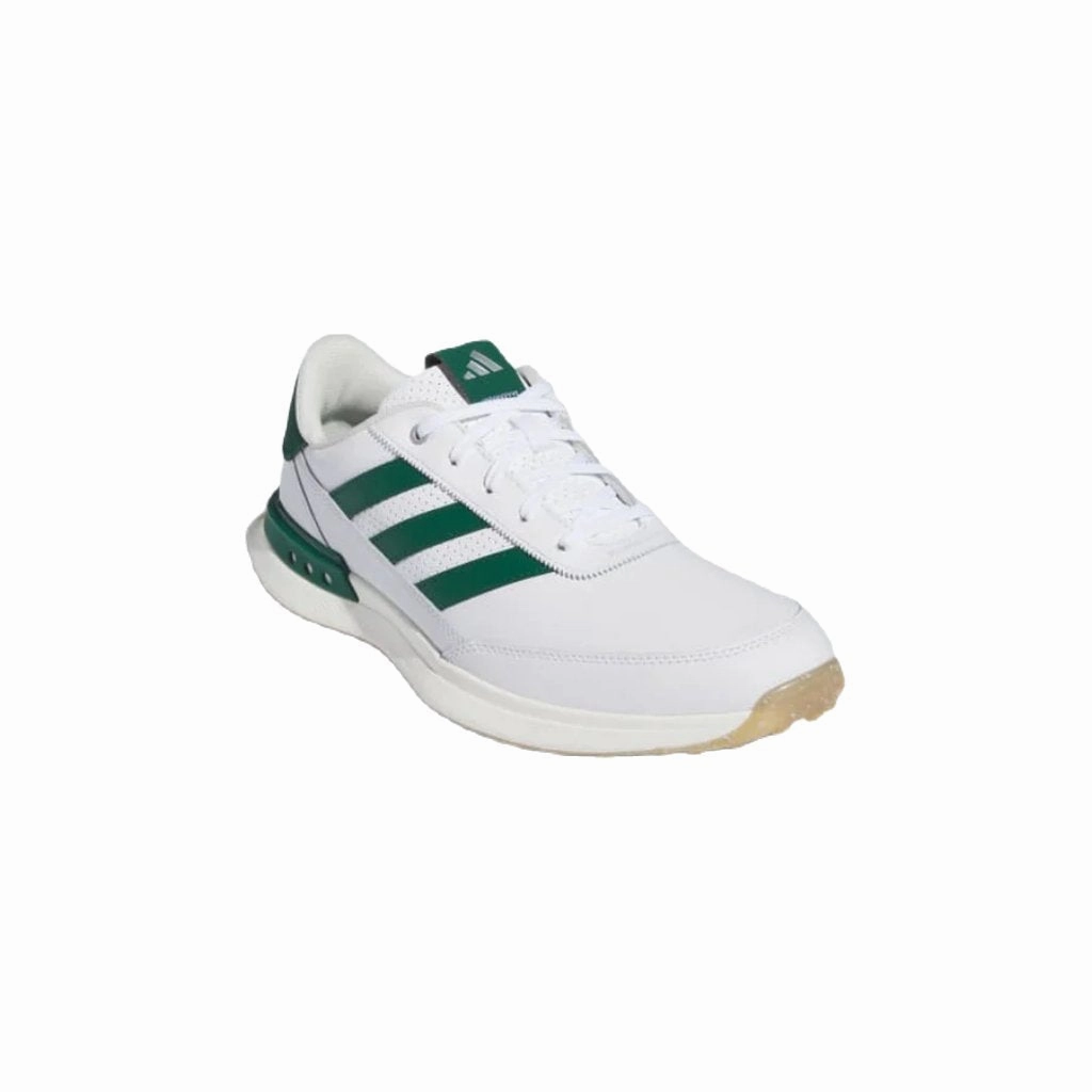 Adidas S2G 24 Spikeless Leather Golf Shoes - White/Green Men's Spikeless Golf Shoes