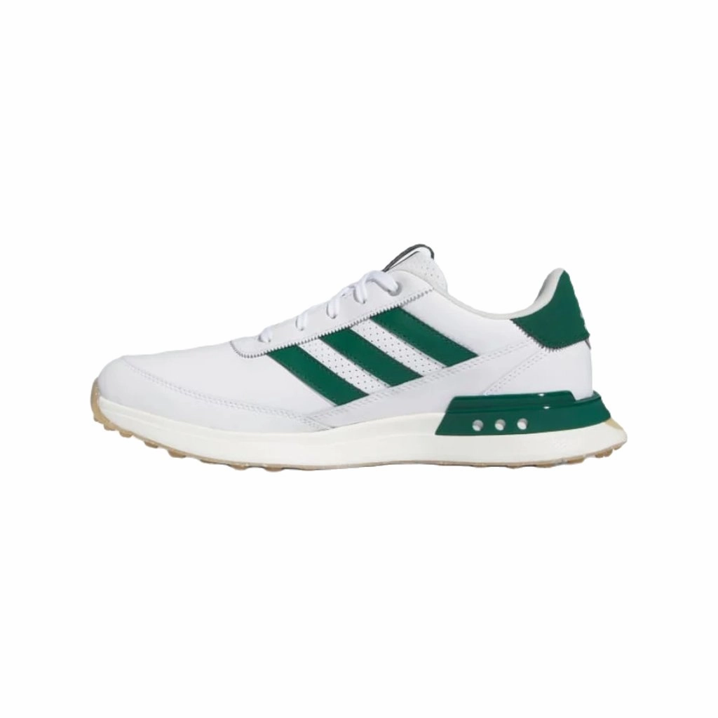 Adidas S2G 24 Spikeless Leather Golf Shoes - White/Green Men's Spikeless Golf Shoes
