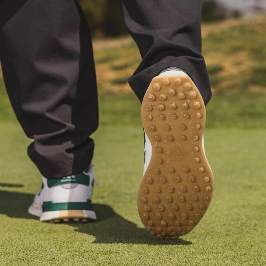 Adidas S2G 24 Spikeless Leather Golf Shoes - White/Green Men's Spikeless Golf Shoes