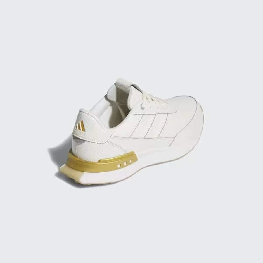 Adidas S2G 25 Ladies Leather Spikeless Golf Shoes - Off White/Gold Women's Spikeless Golf Shoes