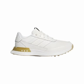 Adidas S2G 25 Ladies Leather Spikeless Golf Shoes - Off White/Gold Women's spikeless golf shoes collection