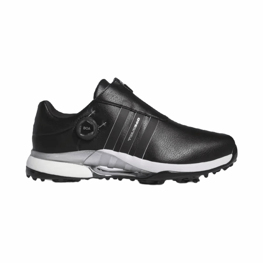 Adidas Tour360 24 BOA Wide Golf Shoes - Black Classic men's spiked golf shoes