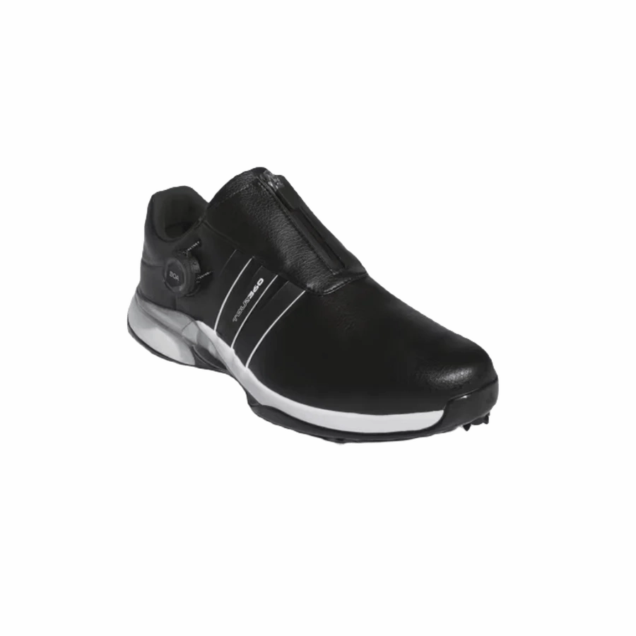 Adidas Tour360 24 BOA Wide Golf Shoes - Black Classic Men's Spiked Golf Shoes