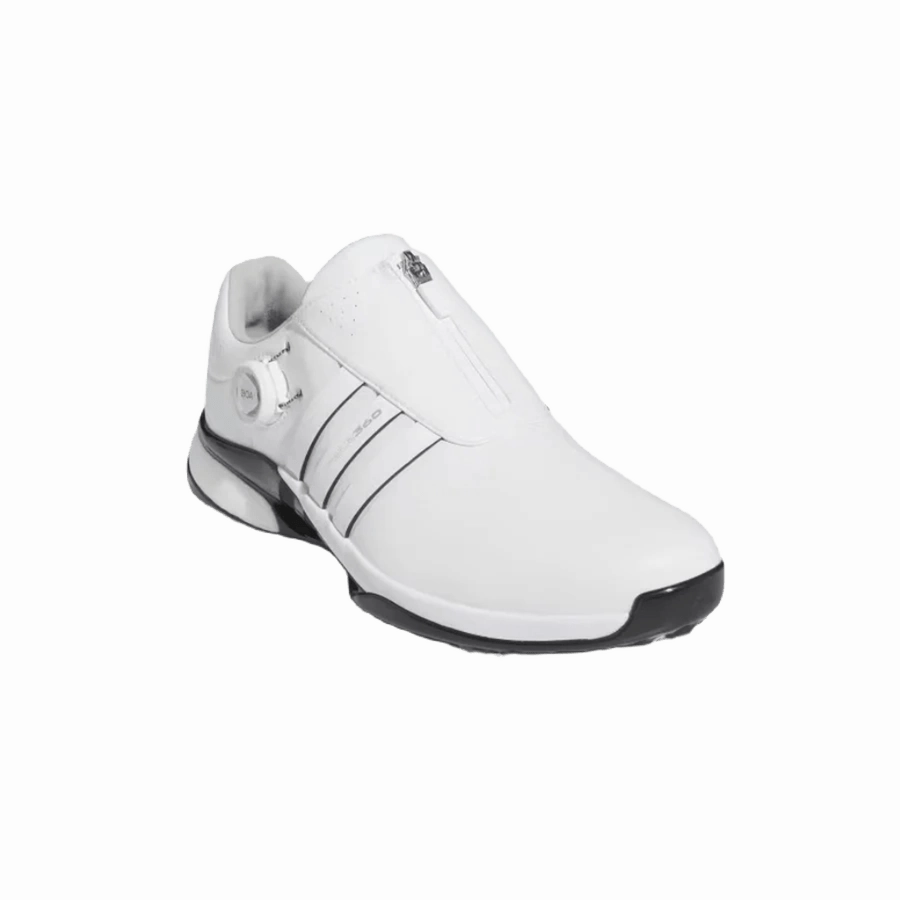 Adidas Tour360 24 BOA Wide Golf Shoes - White Classic Men's Spiked Golf Shoes