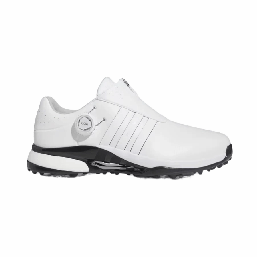 Adidas Tour360 24 BOA Wide Golf Shoes - White Classic men's spiked golf shoes